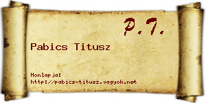 Pabics Titusz névjegykártya